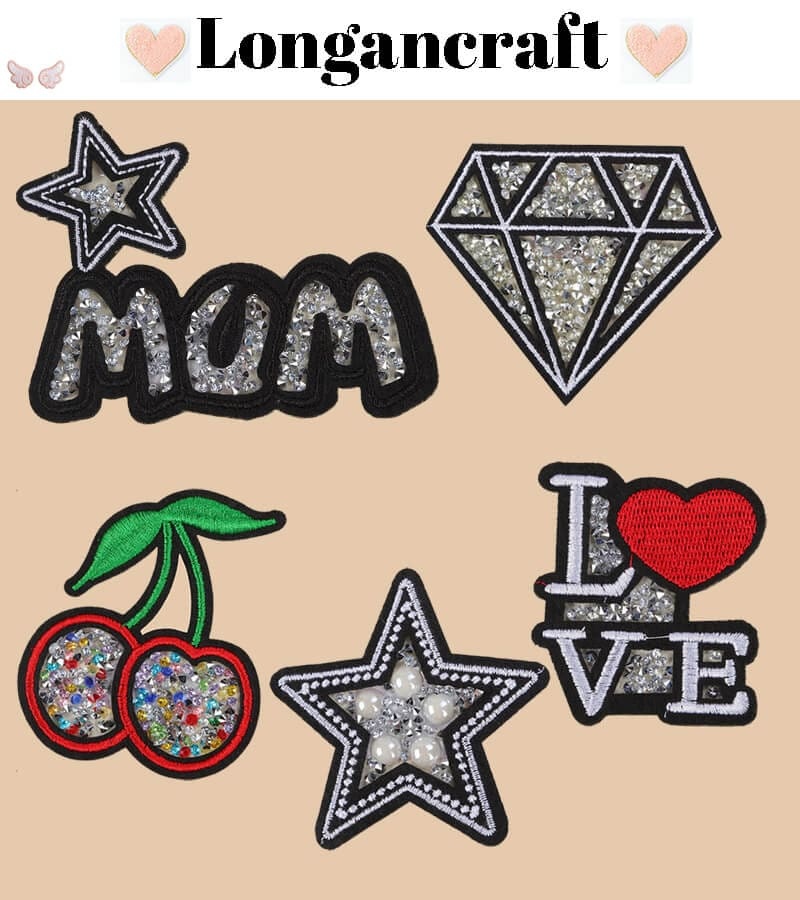Love Mom Glitter Sequin Patches