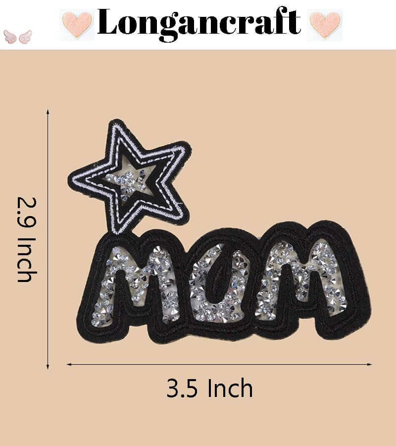 Love Mom Glitter Sequin Patches