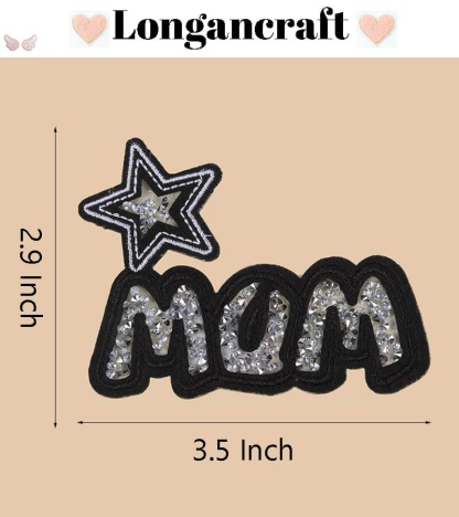 Love Mom Glitter Sequin Patches