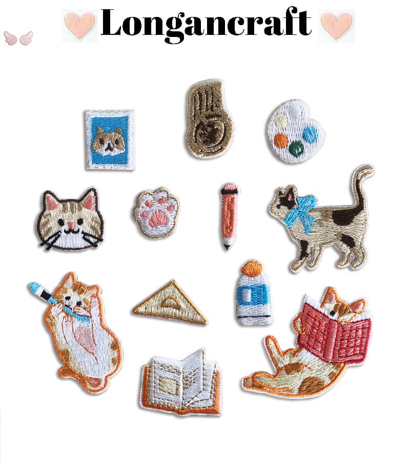 Cat Books Embroidered Patches