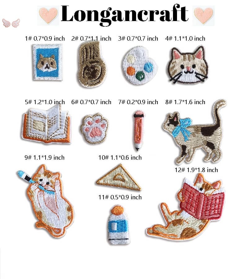Cat Books Embroidered Patches