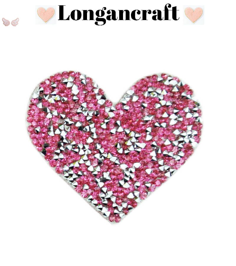 Color Heart Rhinestone Patches