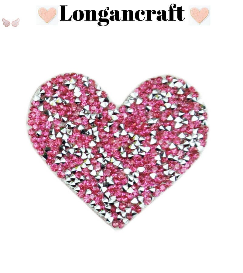 Color Heart Rhinestone Patches