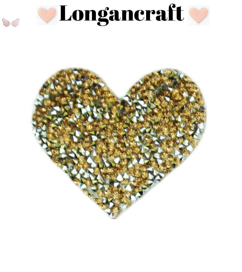 Color Heart Rhinestone Patches