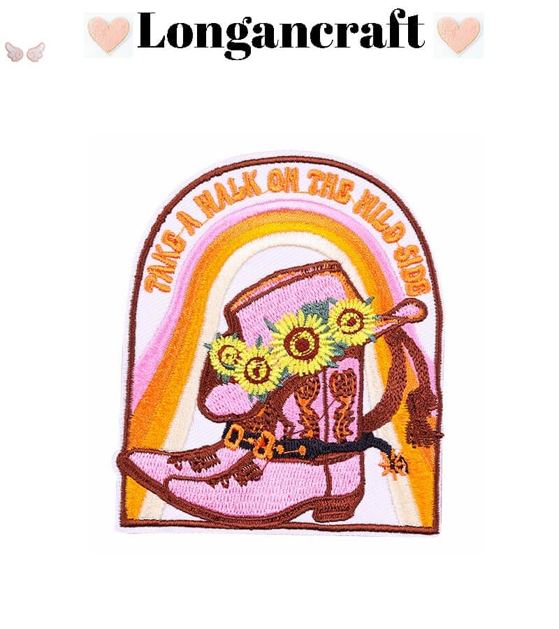 Flower Boots Embroidered Patch