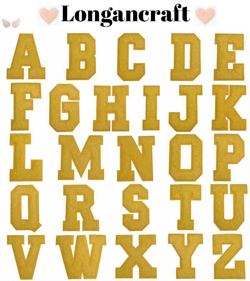 Yellow Letter Chenille Patches
