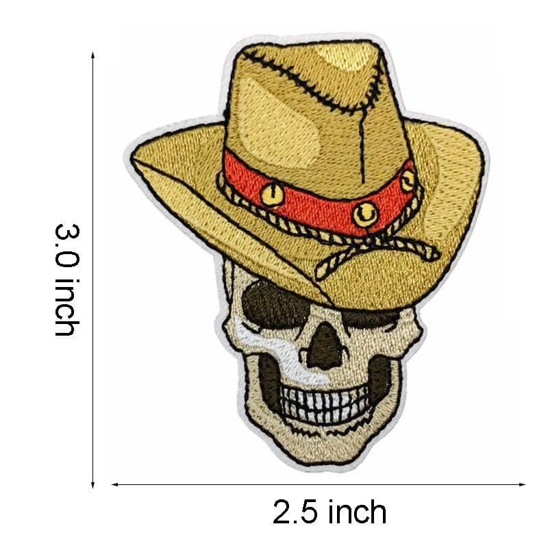 Skull Boots Cow Iron On Patches