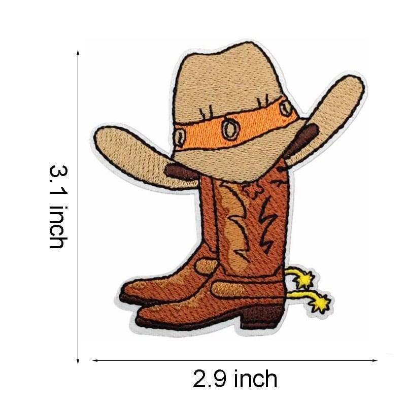 Skull Boots Cow Iron On Patches