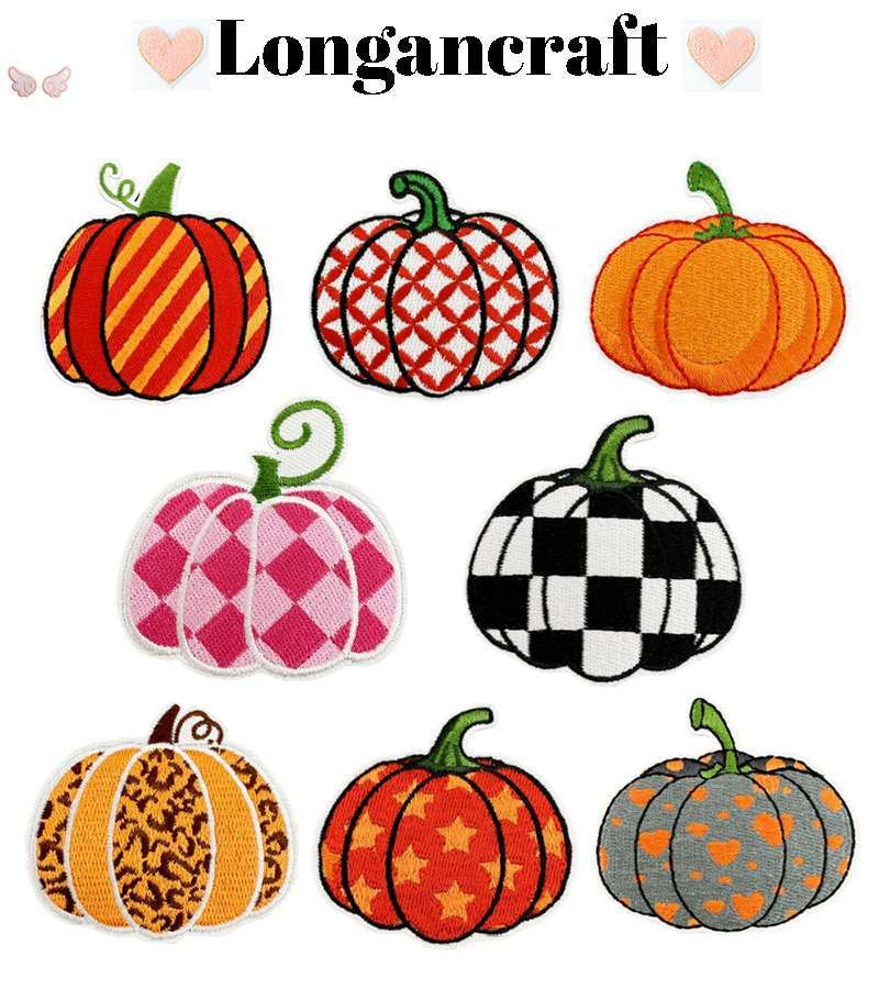Color Pumpkin Iron On Patches