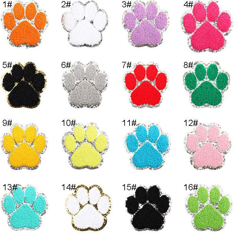 Animal Cat Paw Chenille Patches