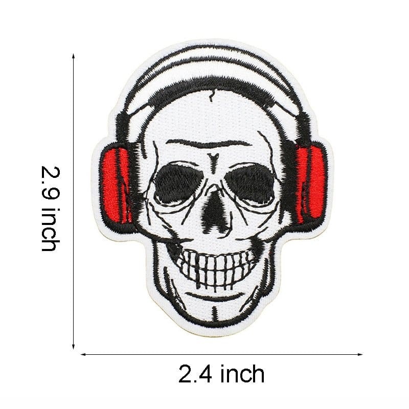 Music Skull Embroidered Patches