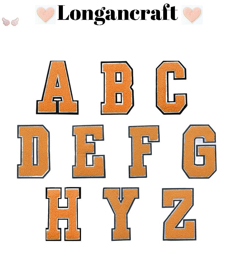 Orange Chenille Letter Patches