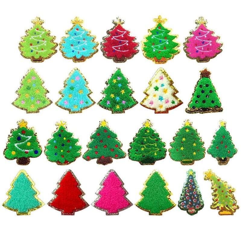 Glitter Christmas Tree Iron On Patches