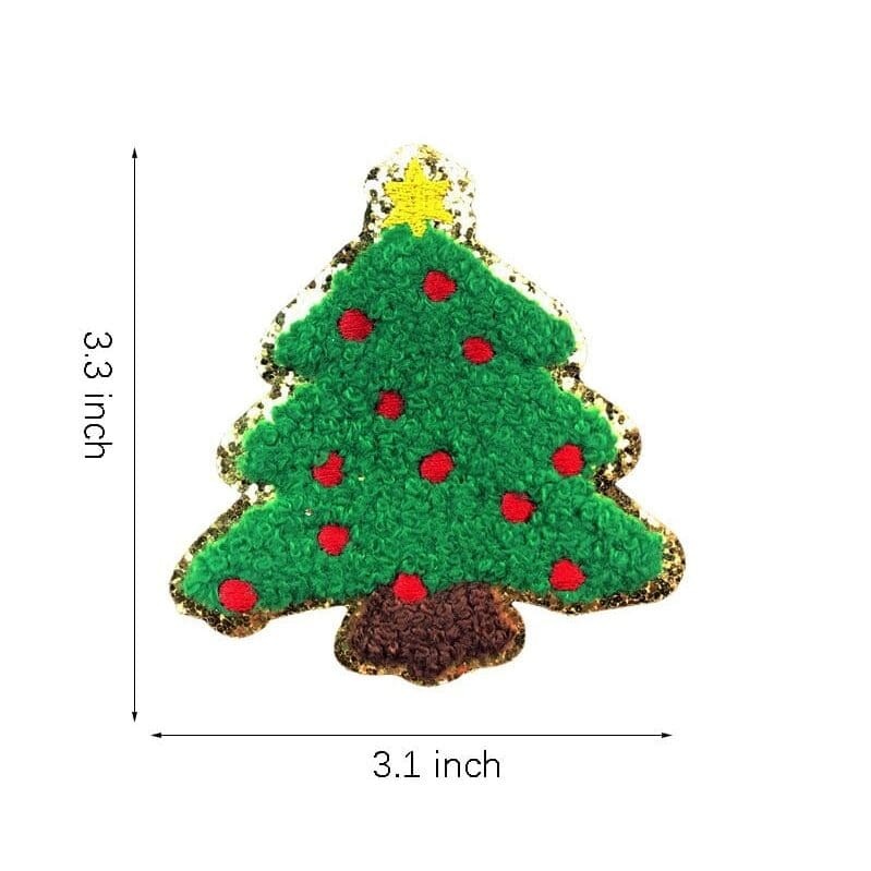 Glitter Christmas Tree Iron On Patches