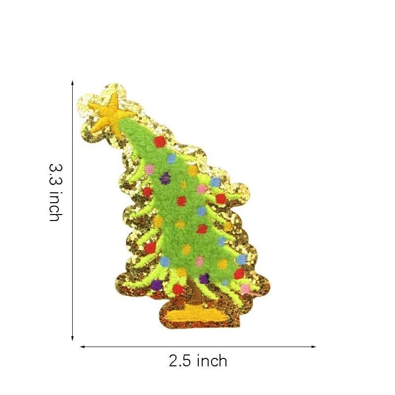 Glitter Christmas Tree Iron On Patches