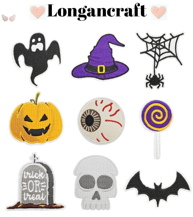 Halloween Ghost Bat Embroidered Patches