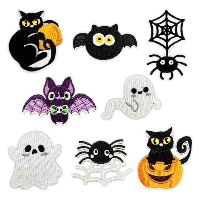 Halloween Black Cat Embroidered Patches