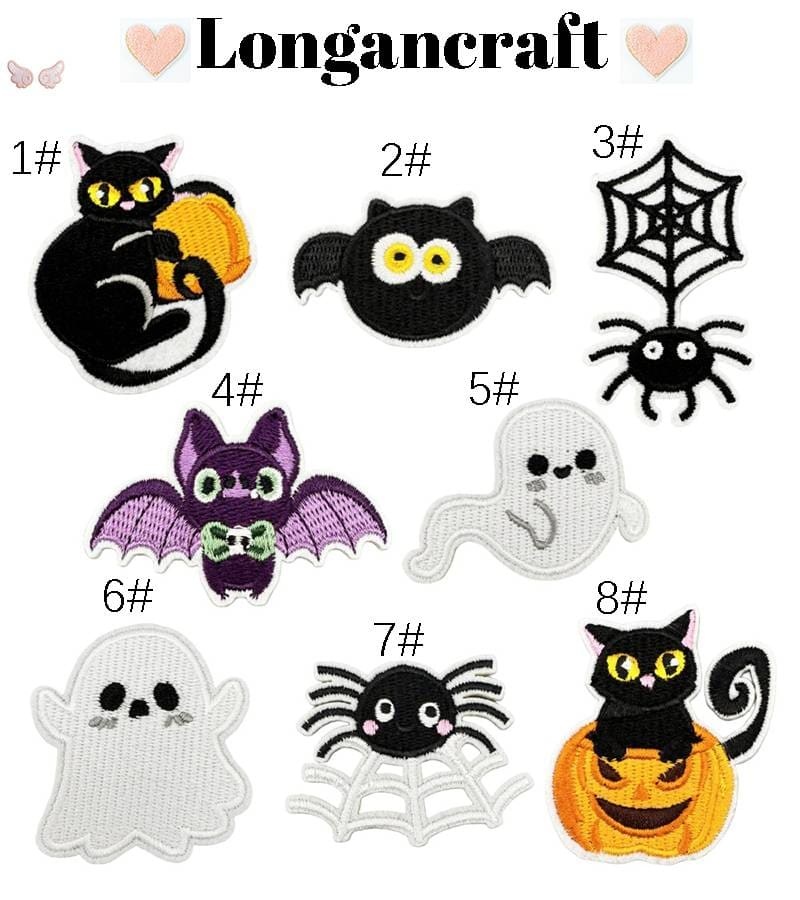 Halloween Black Cat Embroidered Patches