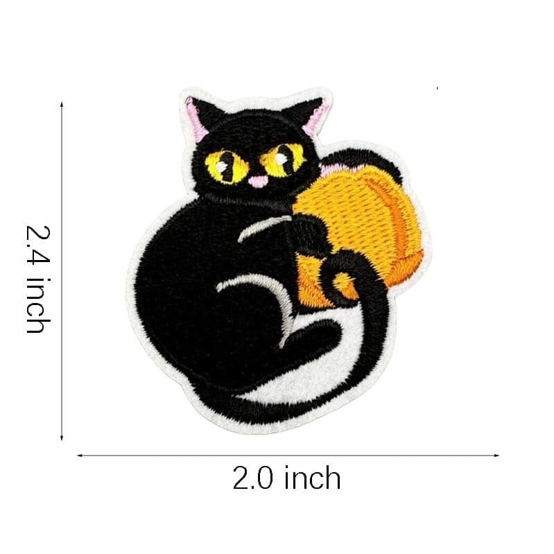 Halloween Black Cat Embroidered Patches