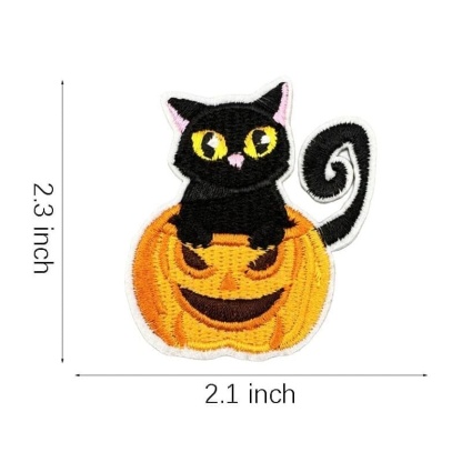Halloween Black Cat Embroidered Patches