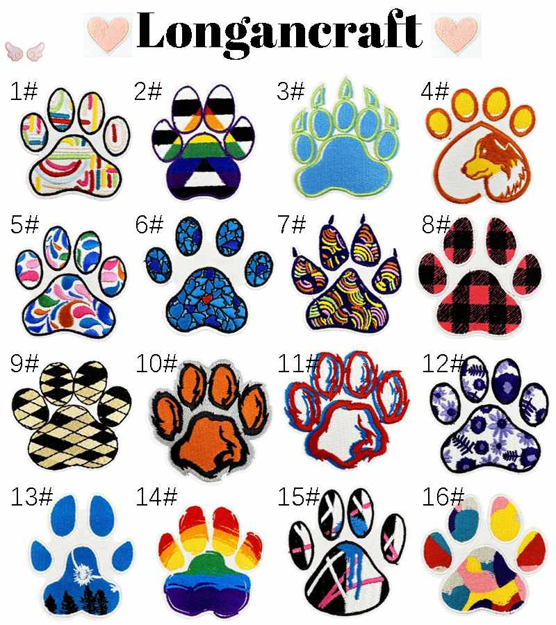 Animal Color Paw Embroidered Patches