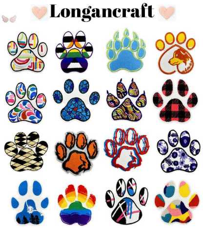 Animal Color Paw Embroidered Patches