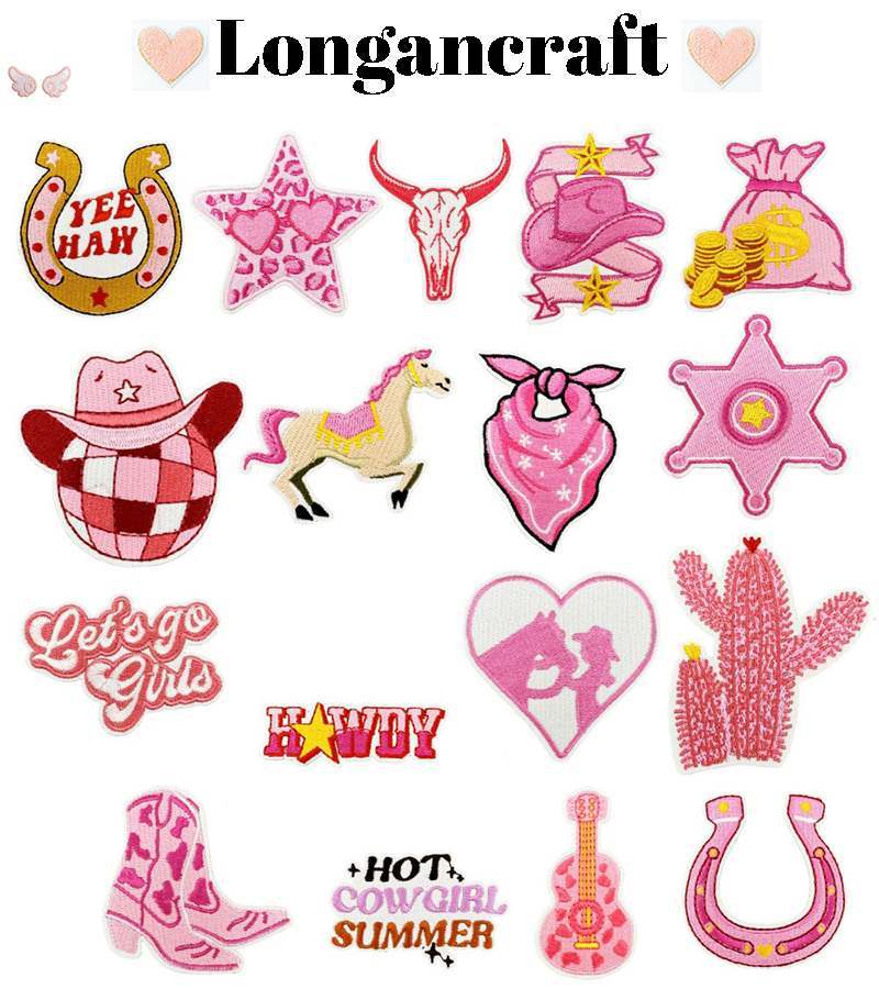 Western Cowgirls Pink Iron On Patches
