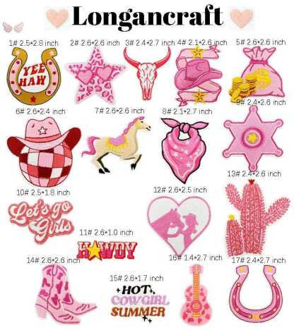 Western Cowgirls Pink Iron On Patches