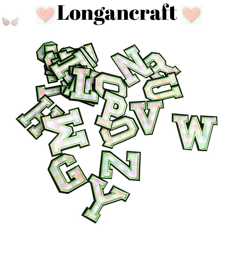 Christmas Green Plaid Letter Iron On Patches