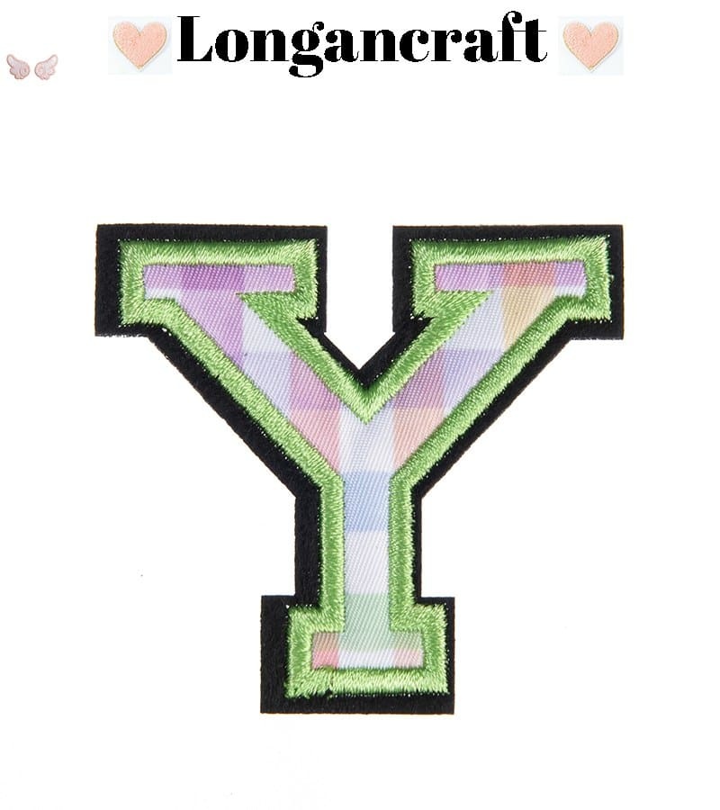 Christmas Green Plaid Letter Iron On Patches