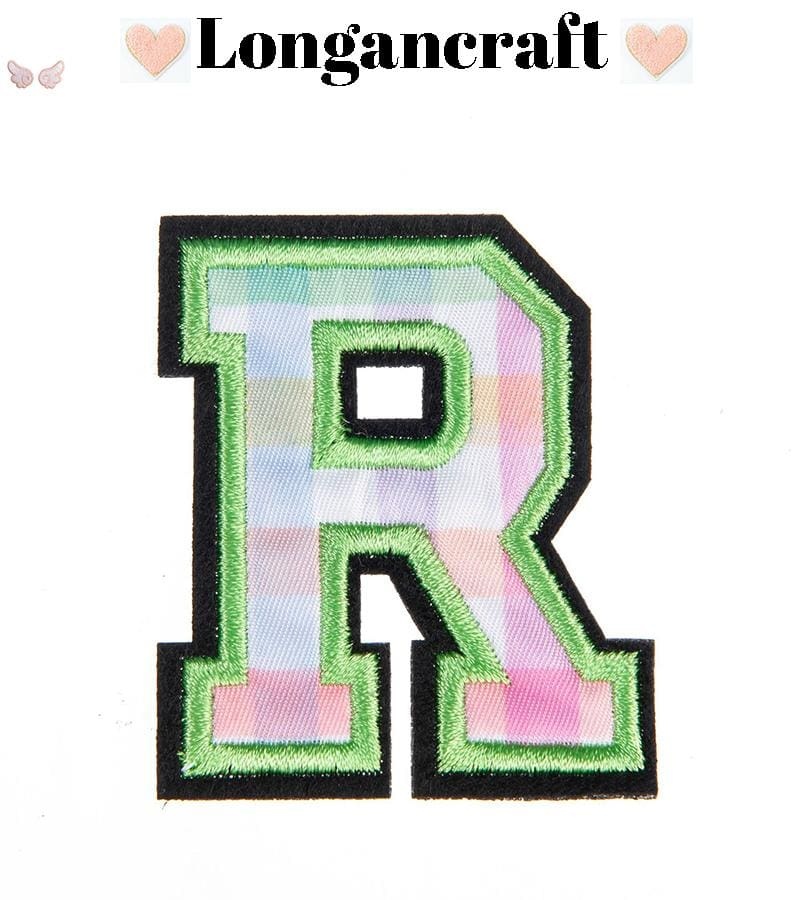 Christmas Green Plaid Letter Iron On Patches