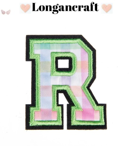 Christmas Green Plaid Letter Iron On Patches