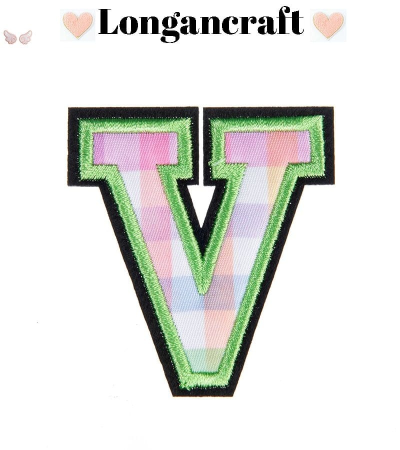 Christmas Green Plaid Letter Iron On Patches