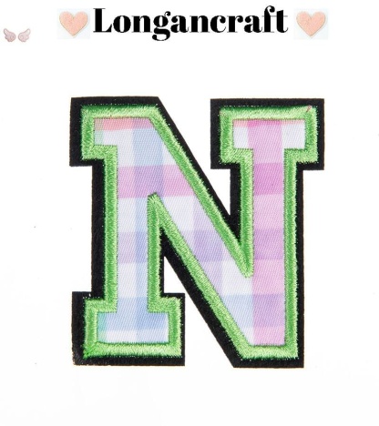 Christmas Green Plaid Letter Iron On Patches
