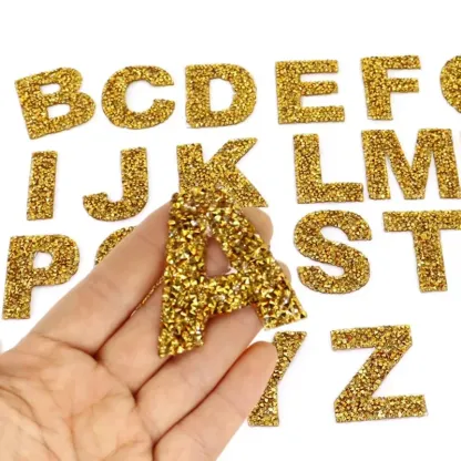 Gold Rhinestone Letter Patches