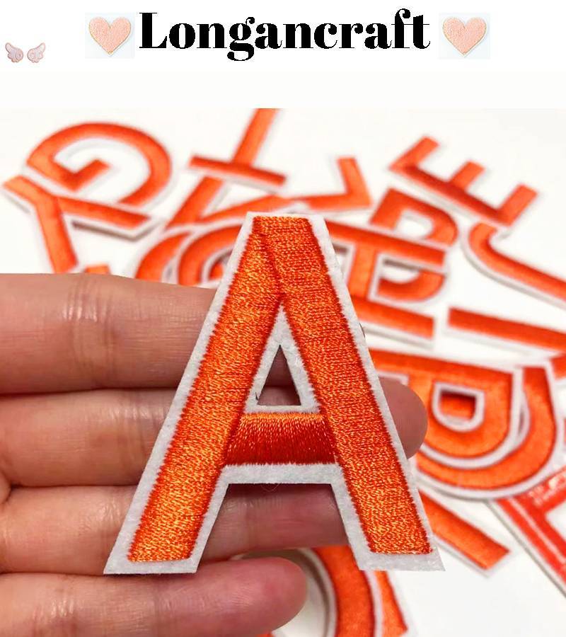 Orange Letter Embroidered Patch