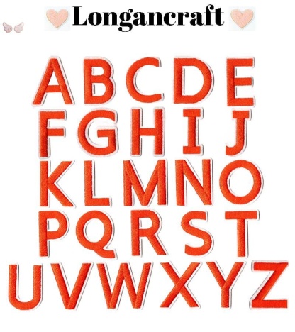 Orange Letter Embroidered Patch