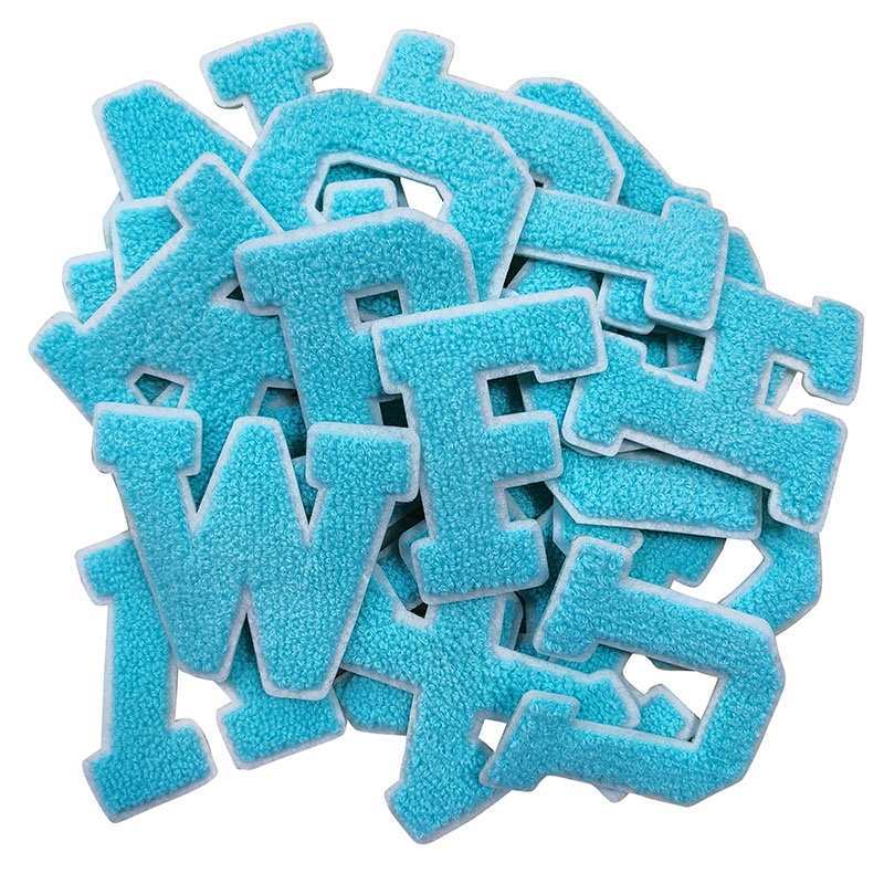 Bright Blue Letter Iron On Patches