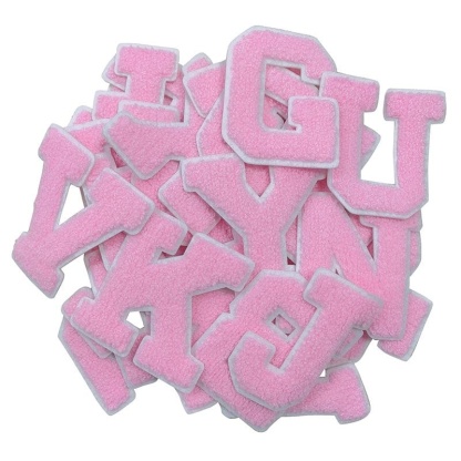 Bright Pink Letter Iron On Patches