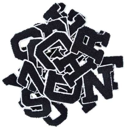 White Border Black Letter Patch