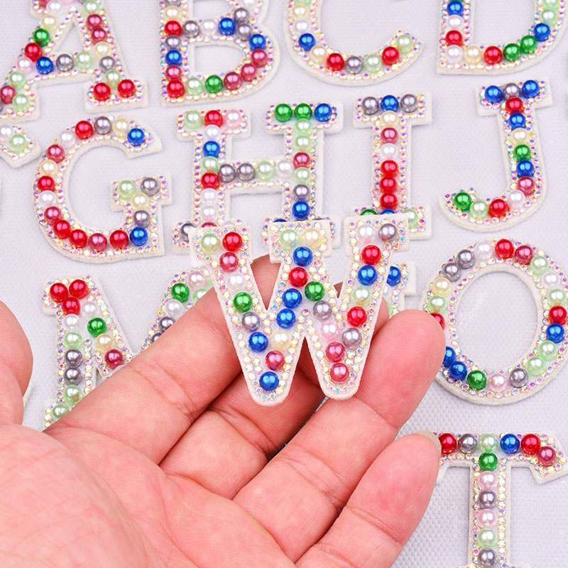 Color Beads Letter Iron On Patches