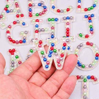 Color Beads Letter Iron On Patches