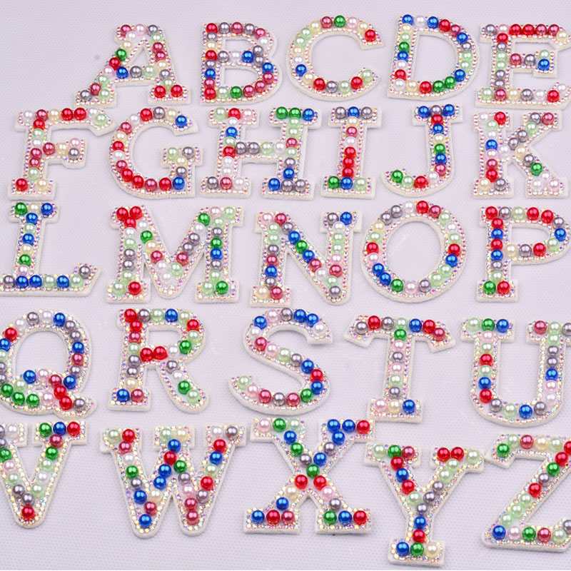 Color Beads Letter Iron On Patches