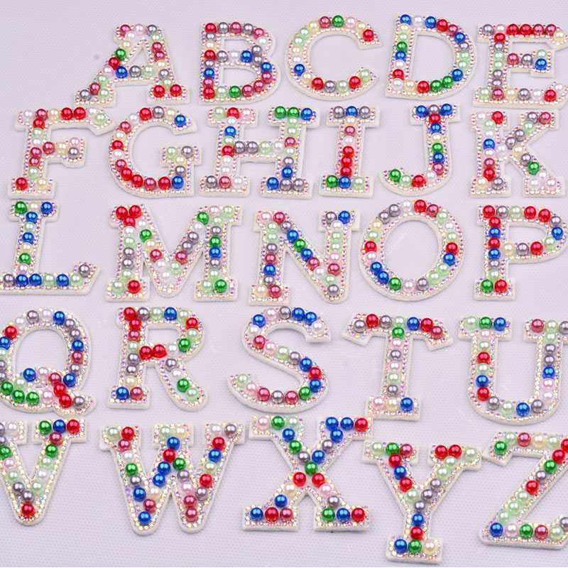Color Beads Letter Iron On Patches
