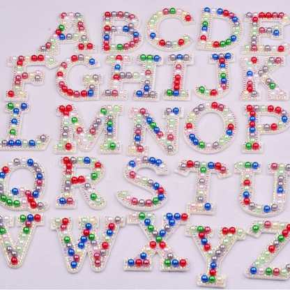 Color Beads Letter Iron On Patches