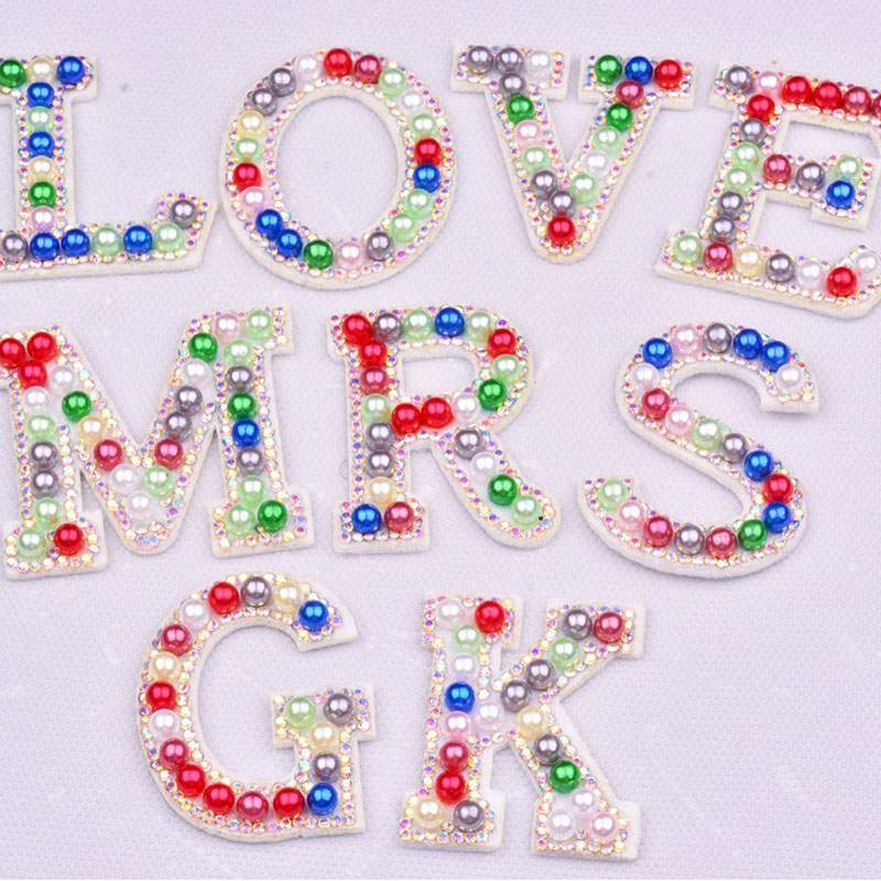 Color Beads Letter Iron On Patches