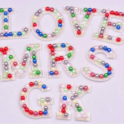 Color Beads Letter Iron On Patches