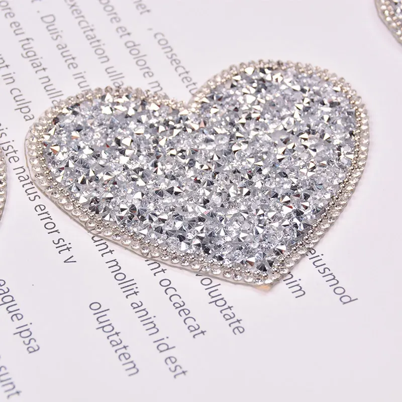 DIY Silver Rhinestone Heart Patches