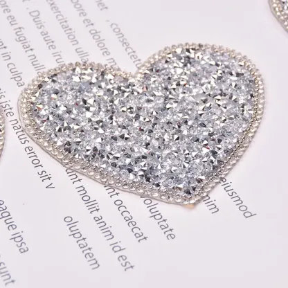 DIY Silver Rhinestone Heart Patches