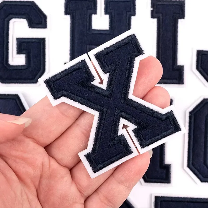 Navy Letter Embroidered Patches